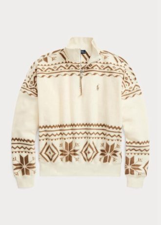 Beżowe damskie bluzy polarowe Ralph Lauren Tonal z motywem Fair Isle