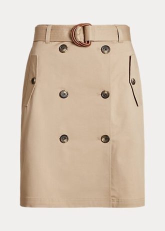 Beżowe damskie spódnice Ralph Lauren z paskiem i mikroszlifowanym splotem twill