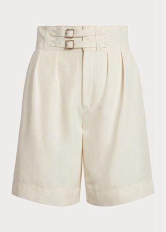 Beżowe damskie szorty Ralph Lauren Francine Silk Shantung