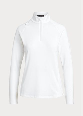Biała damska bluza z kapturem Ralph Lauren Jersey z zamkiem błyskawicznym 1/4 Biała damska bluza z kapturem Ralph Lauren Jersey z zamkiem błyskawicznym 1/4