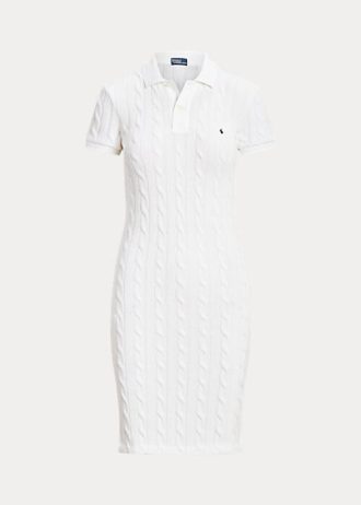 Biała damska sukienka Ralph Lauren Skinny Fit Cable Cotton