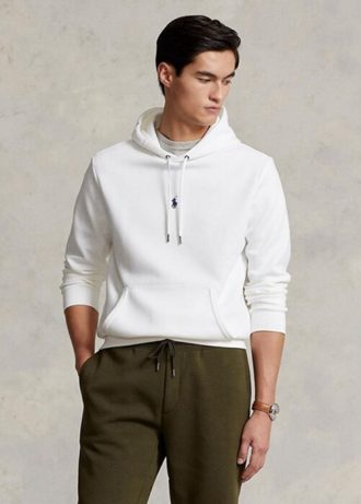 Biała męska bluza z kapturem Ralph Lauren Double Knit