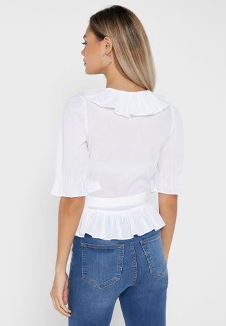 Białe damskie bluzki Ralph Lauren z falbankami