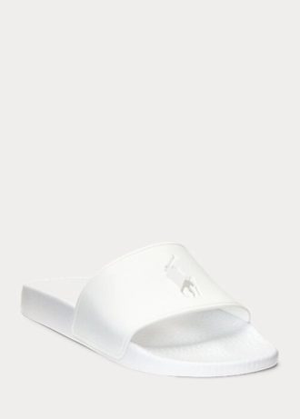 Białe damskie kapcie Ralph Lauren Big Pony