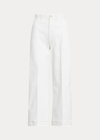 Białe damskie spodnie chino Ralph Lauren z szerokimi nogawkami