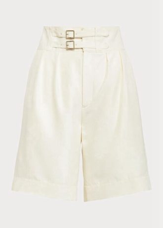 Białe damskie szorty Ralph Lauren Francine Mulberry Silk