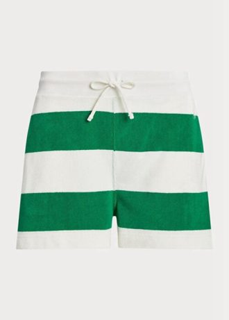 Białe damskie szorty sportowe w paski ze ściągaczem Ralph Lauren