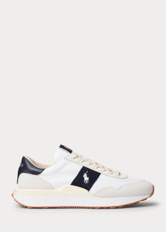 Białe/granatowe męskie trampki Ralph Lauren Train 89 Suede & Oxford