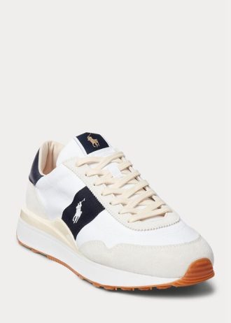 Białe/granatowe męskie trampki Ralph Lauren Train 89 Suede & Oxford
