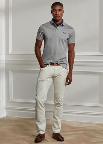 Białe męskie jeansy Ralph Lauren Slim Fit Stretch