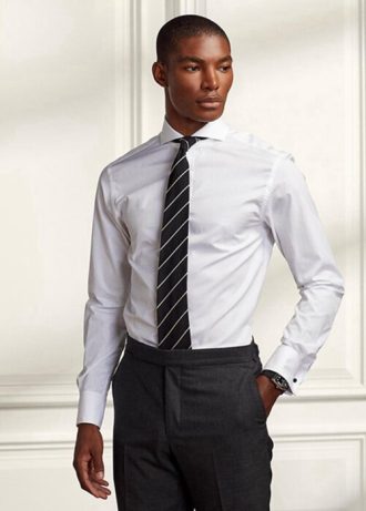 Białe męskie koszule formalne Ralph Lauren Keaton Poplin
