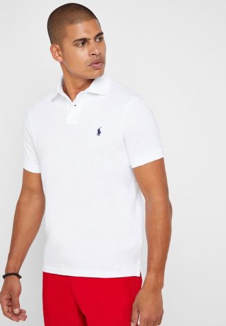 Białe męskie koszulki polo Ralph Lauren Basic z siateczki