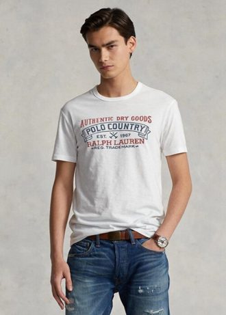 Białe męskie koszulki polo Ralph Lauren Custom Slim Fit Country
