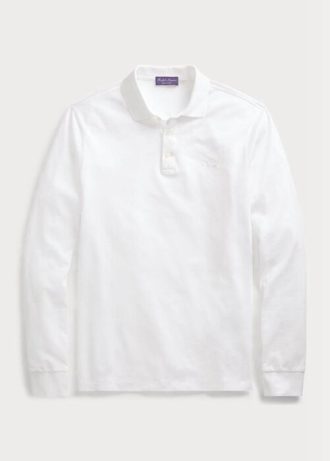 Białe męskie koszulki polo Ralph Lauren Custom Slim Fit Pique