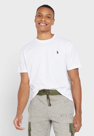 Białe męskie koszulki Ralph Lauren Essential z okrągłym dekoltem