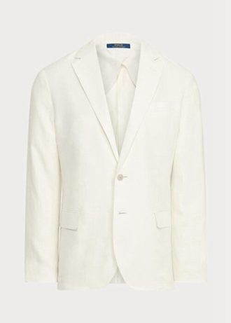 Białe męskie marynarki garniturowe Ralph Lauren Polo Soft Linen
