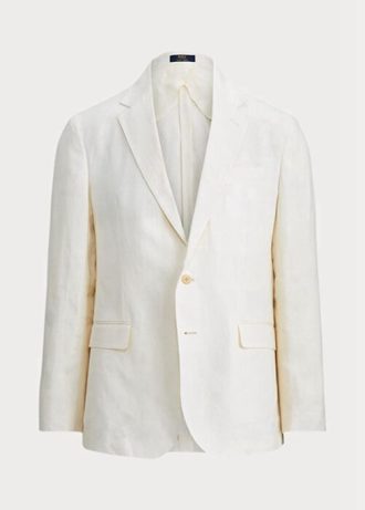 Białe męskie marynarki garniturowe Ralph Lauren Polo Soft Linen