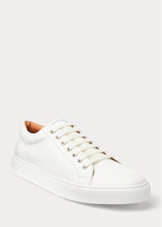 Białe męskie trampki Ralph Lauren Severn ze skóry cielęcej