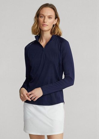 Bluzy damskie Ralph Lauren Jersey w kolorze granatowym z zamkiem błyskawicznym 1/4