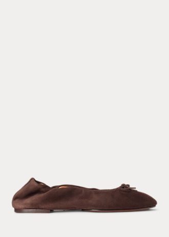 Brązowe damskie balerinki Ralph Lauren The Suede Pony