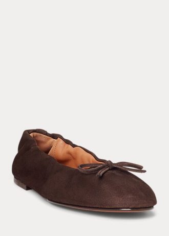 Brązowe damskie balerinki Ralph Lauren The Suede Pony