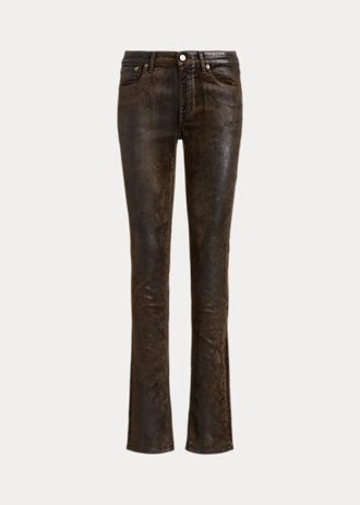 Brązowe damskie jeansy Ralph Lauren 160 Slim