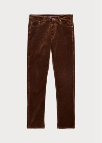 Brązowe męskie jeansy Ralph Lauren Slim Fit Stretch Velvet