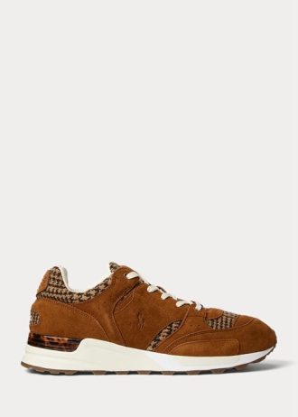 Brązowe męskie trampki Ralph Lauren Trackster 200 Harris Tweed®