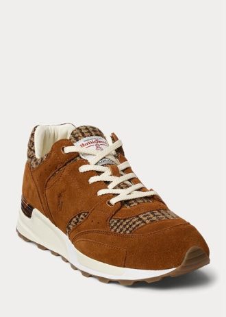 Brązowe męskie trampki Ralph Lauren Trackster 200 Harris Tweed®