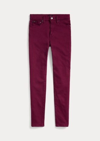 Burgundowe damskie jeansy Ralph Lauren Tompkins High-Rise Skinny