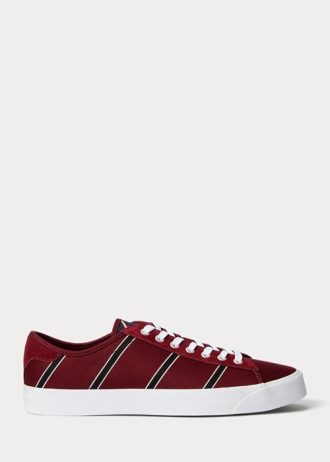 Burgundowe męskie trampki Ralph Lauren Nelson w paski z wełny i bawełny