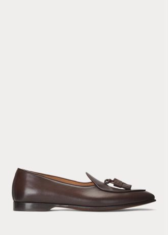Ciemnobrązowe męskie buty wizytowe Ralph Lauren Belvin ze skóry cielęcej