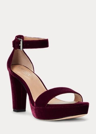 Ciemnoczerwone damskie szpilki Ralph Lauren Sylvia Velvet