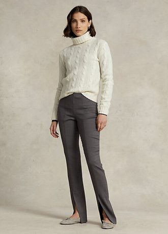 Ciemnoszare damskie legginsy Ralph Lauren z mieszanki elastycznej wełny i skośnego materiału