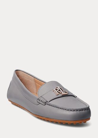 Ciemnoszare damskie mokasyny Ralph Lauren Barnsbury Nappa Leather Driver