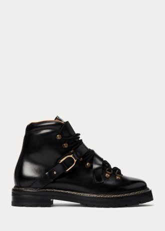 Czarne damskie buty Ralph Lauren Dimicia Welington Burnishedie