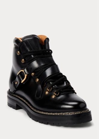Czarne damskie buty Ralph Lauren Dimicia Welington Burnishedie