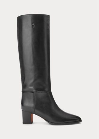 Czarne damskie buty Ralph Lauren Tall Calfski
