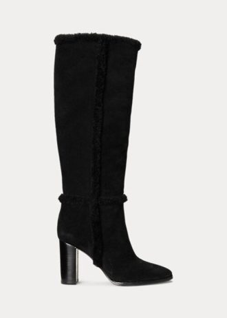 Czarne damskie buty zamszowe Ralph Lauren Aubri
