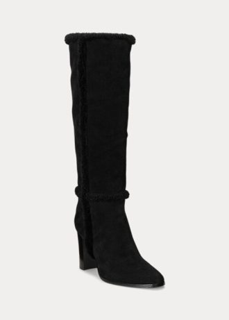 Czarne damskie buty zamszowe Ralph Lauren Aubri
