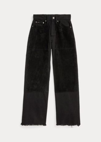Czarne damskie jeansy Ralph Lauren z wysokim stanem i szerokimi nogawkami