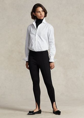 Czarne damskie legginsy Ralph Lauren Pintucked Stirrup Stretch Ponte