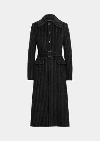 Czarne damskie płaszcze Ralph Lauren w prążki, dwustronne
