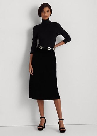 Czarne damskie spódnice Ralph Lauren Velvet o kroju litery A