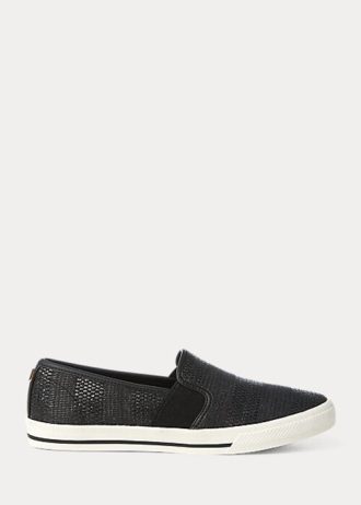Czarne damskie trampki wsuwane Ralph Lauren Jinny Woven