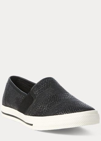 Czarne damskie trampki wsuwane Ralph Lauren Jinny Woven