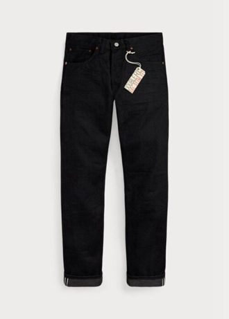 Czarne męskie jeansy Ralph Lauren Slim Fit z czarno-czarnym brzegiem
