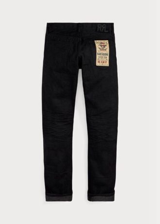 Czarne męskie jeansy Ralph Lauren Slim Fit z czarno-czarnym brzegiem