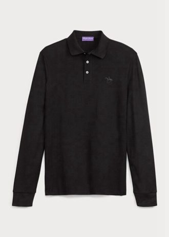Czarne męskie koszulki polo Ralph Lauren Slim Fit Pique