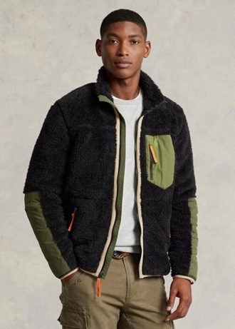 Czarne męskie kurtki hybrydowe Ralph Lauren chroniące przed wiatrem